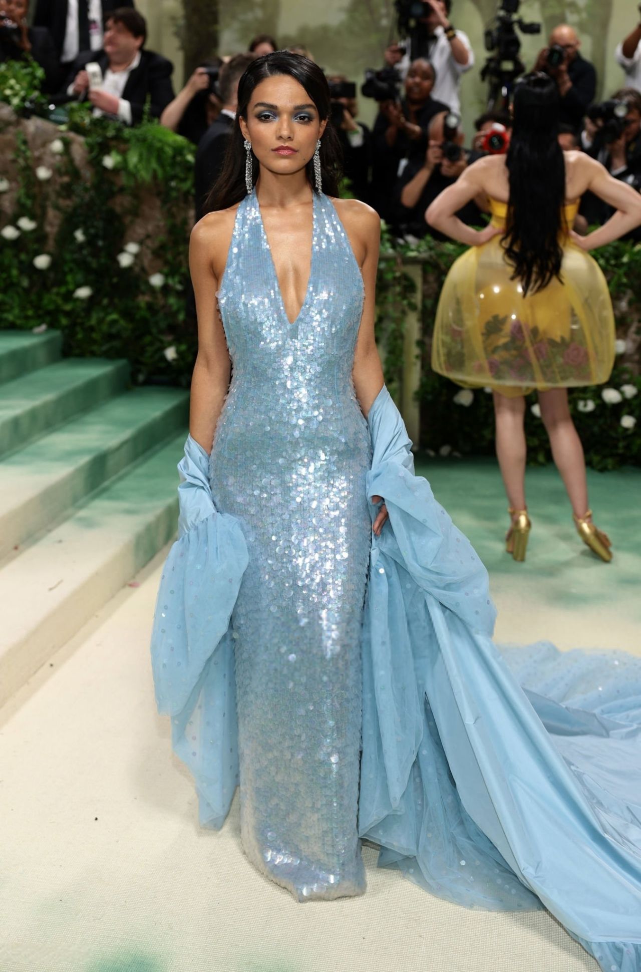 Rachel Zegler Stuns in Icy Blue Dior Gown at 2024 Met Gala in New York10